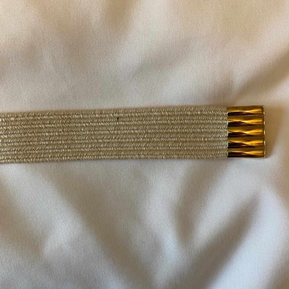 Vintage 80s 90s The Leather Shop- Braided Gold Cord Belt-Ornate-Medallion- Large - Picture 9 of 9